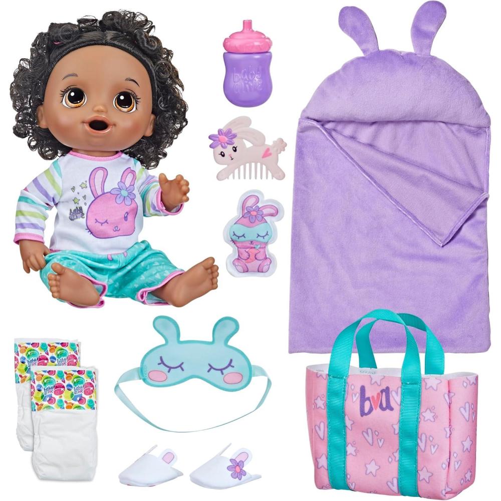 image:imageBaby Alive Bunny Sleepover Baby Doll BedtimeThemed 12Inch Dolls Sleeping Bag amp BunnyThemed Doll Accessories Toys for 3 Year Old Girls and Boys and Up Black Hair Amazon Exclusive