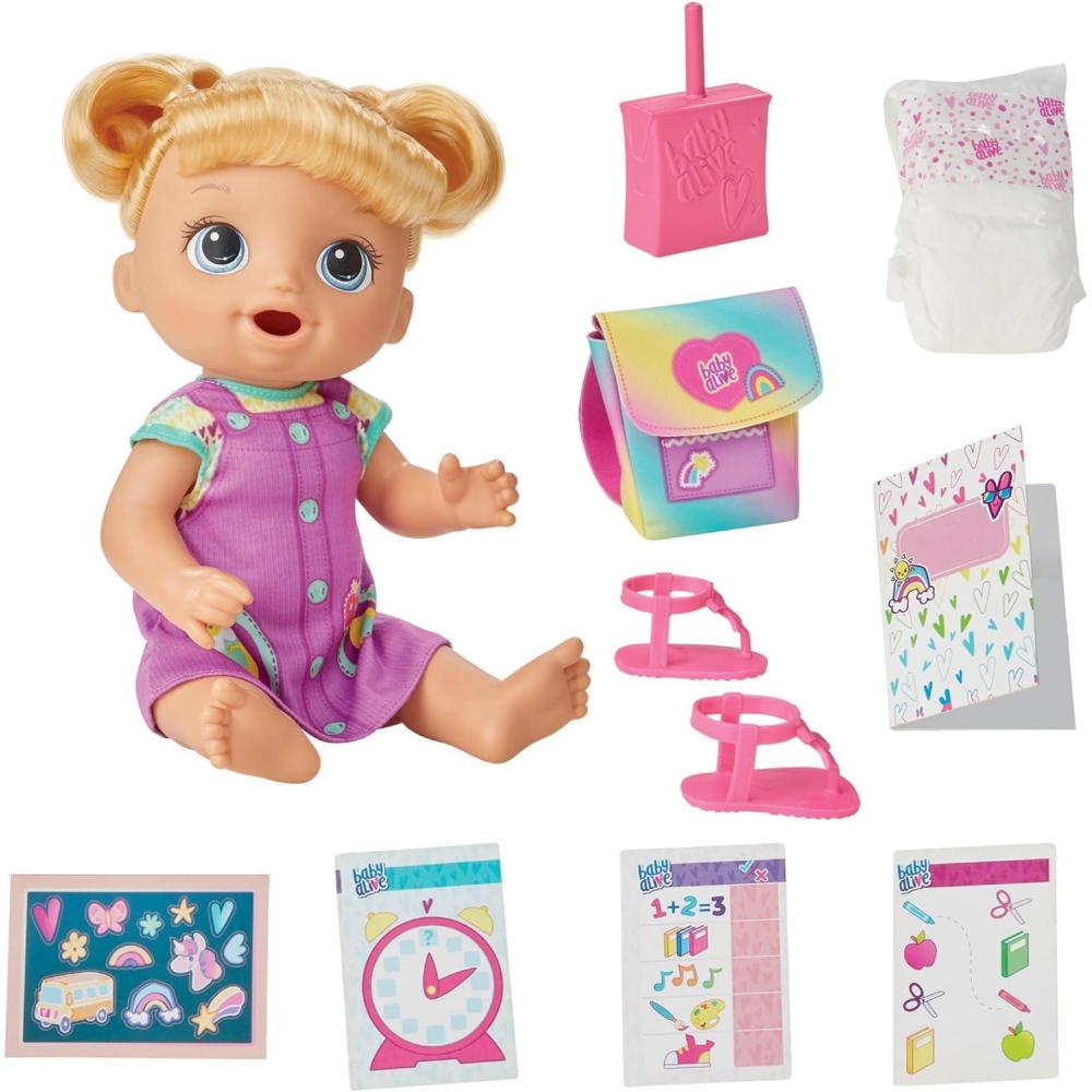 image:imageBaby Alive Time for School Baby Doll Set 12 Inch Back to School Toys for Girls amp Boys Blonde Hair Preschool Gifts for Kids Ages 3 Amazon Exclusive